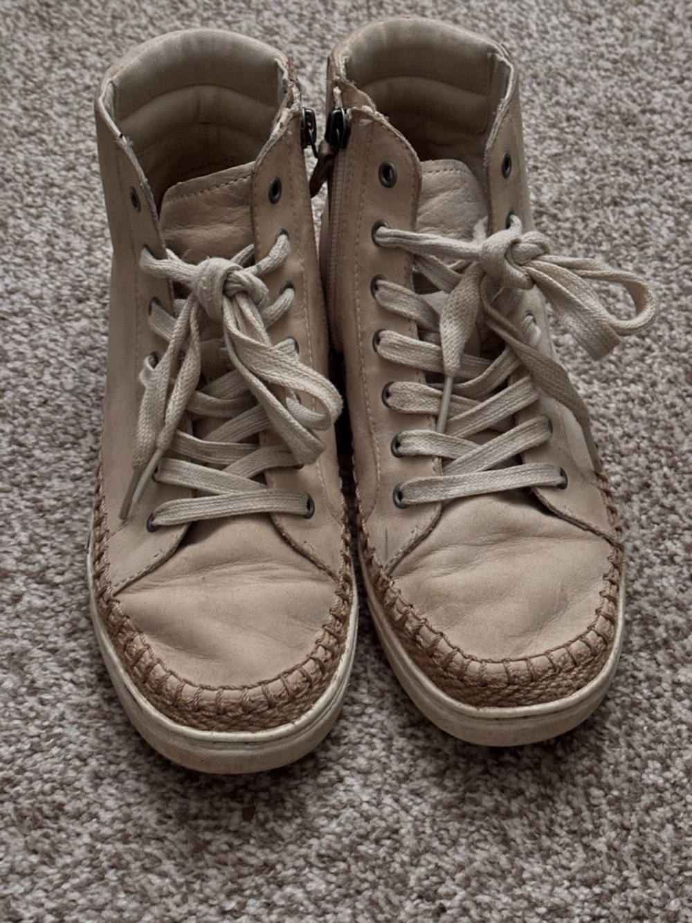 UGG Beige Leather High-Top Sneakers